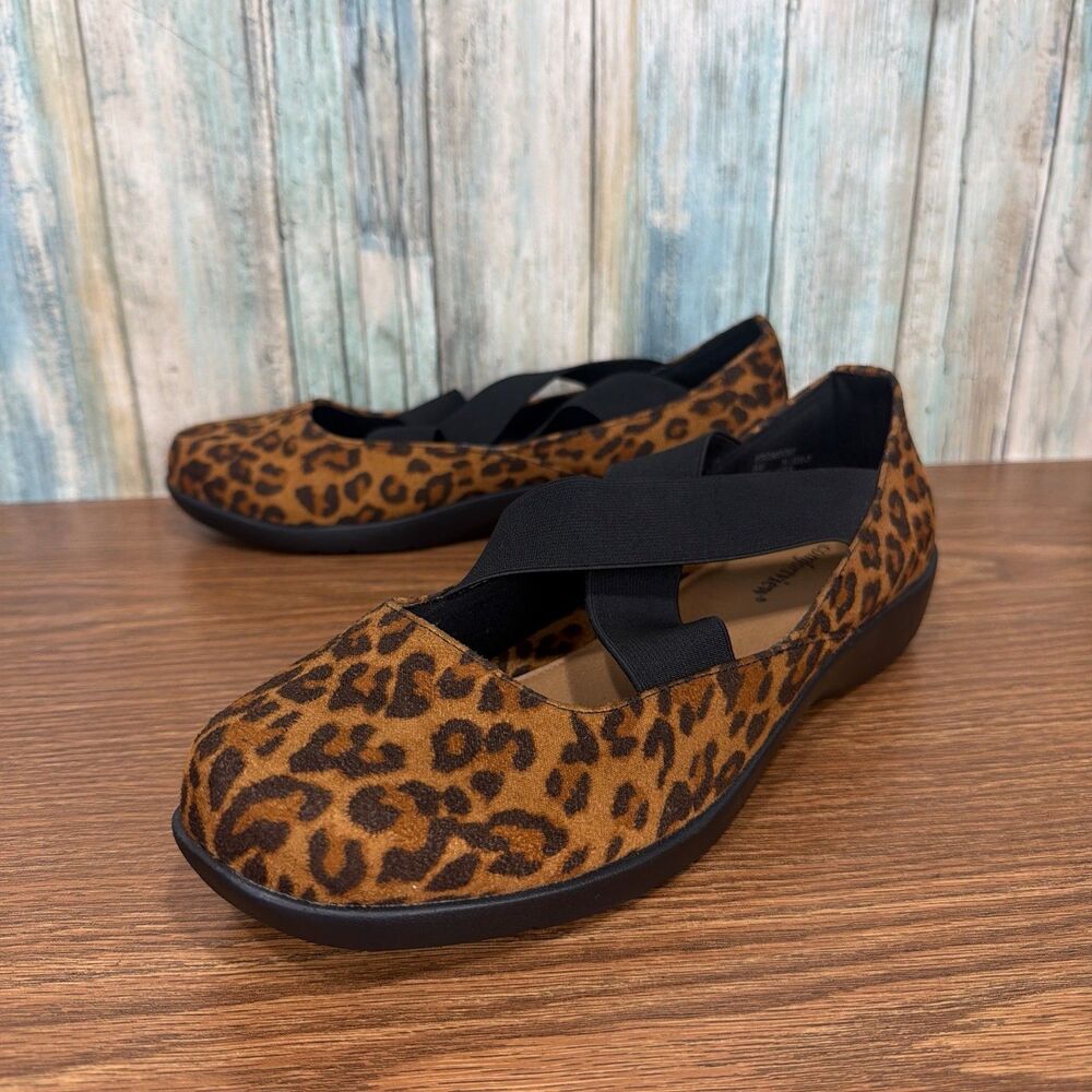Comfortview Stacia Womens Size 9.5 Flats Leopard Print Slip On Comfort Shoes